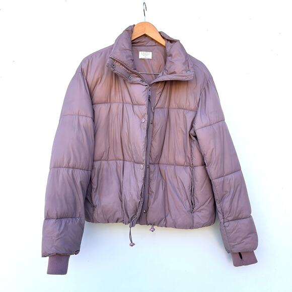 Z Supply Parker Puffer Cropped Jacket Mauve Purple Medium Pink Coat Winter - Picture 4 of 13